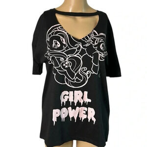 Y2K ,NWT, Black tee shirt ,with cut out My Little Pony ,Girl Power Design.XS